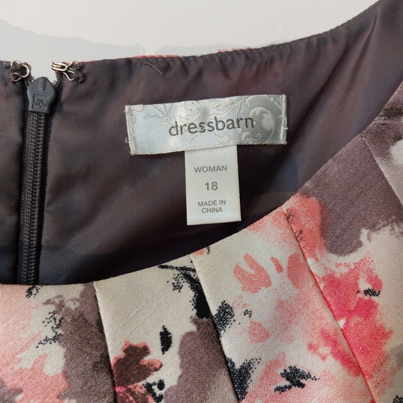 Dressbarn Fit and Flare Blush Floral Pink and Gray Dress 18 EUC - Picture 4 of 15